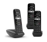 Gigaset AS690 Trio Téléphone sans Fil : Trois Portables pour appels internes et externes en parallèle, Mains Libres Haute qualité, Clavier éclairé et Grand écran, Noir (Produit d'import Italie) Noir G