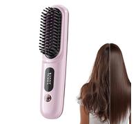 Cordless Hair Straightening Brush - Long Lasting Battery Tool, Ergonomic Hot Hair Comb with Durable Ceramic Plates, Home Travel Gear Easy Use, Mom Family Friends Indoor Outdoor Salons Dormitories