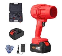 Cordless Leaf Blower Handheld, Cordless Turbo Jet Leaf Blower with 48V Battery, High-Power Handheld Blower for Yard, Patio, Car Cleaning & Drying, Snow Remove (Red-1 Bettary)