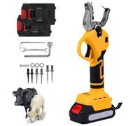 Cordless Livestock Ear Tagger, Electric Ear Tagging Tool With Gear Rebound, One-Button Marking, Automatic Rechargeable Marker For Farm Breeding And Animal Husbandry Yellow with Counter