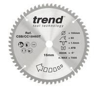 Cordless Miter Saw Blade for Wood,184mm Diameter,16mm Bore 60 Teeth,TCT,1.6mm Kerf Saw,-5° Hook,CSB/CC18460T