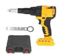 Cordless Rivet Tool Electric Automatic Rivet Gun Brushless Motor 10KN Pulling Force Wide Application for Industrial Automotive Construction Assemblers ABS Material Yellow 3.24.8mm