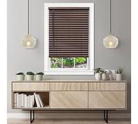 Cordless Room Darkening Venetian Blind - 27 inch Width, 64 inch Length, 2" Vinyl Slat Size - Mahogany - GII Luna Light Filtering Horizontal Mini Windows Blinds for Interior by Achim Home Decor