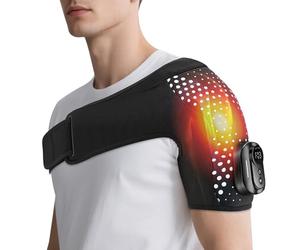 Cordless Shoulder Heating Pad with Vibration,Cordless Heated Shoulder Massager Pad, 5000 mAh Battery & Remote Control, Shoulders Wrap Massager Fits Left or Right Shoulder of Men Women