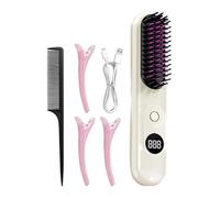 Cordless Straightener Brush, USB Rechargeable 3-Temp Flat Iron & Curler, Healthy Mane Transformation, Portable Styling Tool for Dry/Wet, Short, Thin, or Thick Tresses, Salon Use, 8.07x1.77 inches