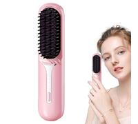 Cordless Straightener Hair Brush, Rechargeable Fast Heating Hair Comb, 4.5x4.5x20cm/1.77x1.77x7.87 inches Portable Travel Heat Brush with 3 Temperature Settings for Women,
