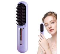 Cordless Straightener Hair Brush, Rechargeable Fast Heating Hair Comb, 4.5x4.5x20cm/1.77x1.77x7.87 inches Portable Travel Heat Brush with 3 Temperature Settings for Women,