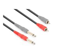 Cordon 2 x jack 6 35 mono / 2 x RCA mâle 3 m - Connecteurs métalliques - Transmission sans interférences