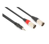 Cordon 2 x XLR mâle / jack 3,5 stéréo - Flexible - 1,5 m - Connecteurs métalliques - Transmission fiable