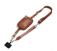 Cordon à bandoulière réglable pour téléphone, avec portefeuille amovible pour cartes, étui de rangement tour de cou, pour téléphones portables, noir, rose, marron, bleu, beige (marron)