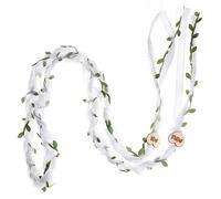 Cordon à la main pour le mariage, lasso de mariage, cordon de la main blanc 75 pouces avec plantes vertes artificielles et panneaux en bois, lasso pour la cérémonie mariée, jeûne à