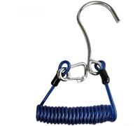 Cordon à ressort hélicoïdal pour plongée sous-marine avec crochet d'écoulement et boucle à dégagement rapide optimisé pour la résistance à l'eau salée (bleu)