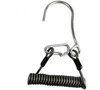Cordon à ressort hélicoïdal pour plongée sous-marine avec crochet d'écoulement et boucle à dégagement rapide optimisé pour la résistance à l'eau salée (gris)