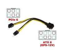 Cordon adaptateur ATX 8 points Femelle vers PCIe 6 points Mâle pour carte graphique. Longueur 20 cm