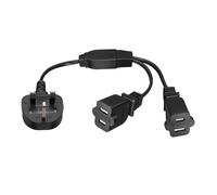 Cordon Adaptateur de Prise à 2 emplacements Adaptateur Britannique, câble de Conversion Court de 30 cm pour la Configuration de Deux appareils, Emballage de Voyage et Chargement de câble