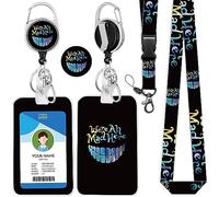 Cordon Alice au pays des merveilles et porte-badge avec clip rétractable, cordon mignon pour badges d'identification et clés, étui de protection pour cartes d'Halloween Cheshire chat pour le travail,