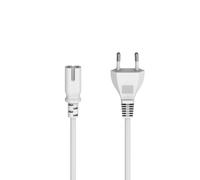 Cordon aliment. av. f. mâle euro, f. 2 pôles, forme de 8/C7, 5m, blc