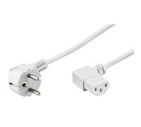Cordon alimentation secteur blanc 1m50 0,75mm2 2 P+T coudé avec fiche IEC