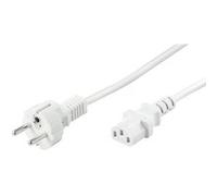 Cordon alimentation secteur blanc 1m50 0,75mm2 2 P+T droit avec fiche IEC