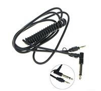 Cordon auxiliaire stéréo de rechange 3,5 mm pour casque Beats Pro Detox, mécanisme extensible à ressort, extrémités en L et adaptateur 6,5 mm de fonctionnalité (noir)