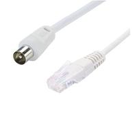 Cordon Balun passif TV 9.52 mm mâle vers Ethernet RJ-45 mâle Erard 1.5 m Blanc