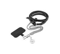 Cordon Bandoulière Smartphone Longueur 150cm avec Accroche Argent et Noir