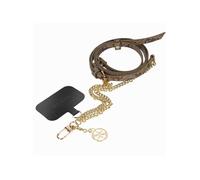 Guess Sangle croisée amovible PU 4G, chaîne avec pendentif doré/marron, 150 cm