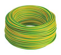 cordon, câble électrique, 10 mètres, 10 mm² mm2, 1 x 10 mm, jaune - vert, câble terre, en cuivre, unipolaire, conforme CPR, FS17, pour rénovation système électrique pour maisons et appartements