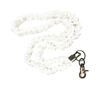 Cordon chouchou avec porte-carte d'identité pour femme, cordon extensible pour badges d'identité, joli collier avec 2 porte-cartes et porte-clés (blanc)