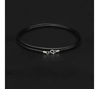 Cordon ciré tressé Noir Marron Rouge de 1 mm pour Fabrication de Bijoux, Pendentif, Collier, Cuir Fait à la Main, Fermoir en Acier, chaîne, 1 mm, Noir, 50 cm