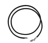 Cordon Collier 1,5/2/3 millimètres cordon en cuir noir collier chaîne avec fermoir mousqueton acier inoxydable connecteur rond corde cirée for hommes femmes 10 pièces 60 cm(Black,3Millimeter)