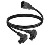 Cordon d'alimentation gelhonr c14 à 2xc5, Cordon de câble Adaptateur séparateur de Type y c14 mâle à Double 90 degrés c5, Cordon d'alimentation Robuste 15a / 250v 18awg (Angle Ascendant 0,5M)