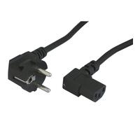 Cordon d'alimentation secteur coudé 2 pôles + terre CEE7 / IEC C13 3.00 m noir