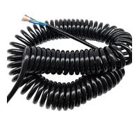 Cordon d'alimentation spiralé Flex Curly Spring Co Câble à ressort télescopique 3 conducteurs de 2,5 mm, noir et blanc, extensible 1 m(Black,Stretch 5 meters)