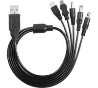 Cordon d'alimentation USB vers DC 5 V, câble USB universel avec 5 ports (5,5 x 2,5, 5,5 x 2,1, 3,5 x 1,35, micro USB, type C) pour routeur, mini ventilateur, haut-parleur, MP3, MP4