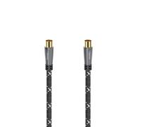 Hama Câble d'antenne TV (Cable coaxial blindé 9.5mm, Mâle/Femelle, Fiches Plaquées Or, Garantie 30ans, 1.5m, 120dB) Gris Noir