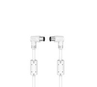Hama Câble d'Antenne TV coudé 90° (Cable TV Coaxial Mâle - Coaxial Femelle, 95 db, 5 m, plaqué or, Connexion d'un Téléviseur vers une Fiche TV Murale ou vers un Décodeur) Blanc