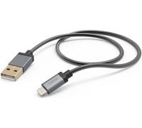 Cordon de charge "métal", USB-A - Lightning 1,5 m, gaine métallique, anthracite (