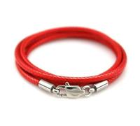 Cordon de Cire tressé Noir, Corde en Cuir, Fermoir en Acier, chaîne pour Bricolage, Pendentif, Collier, Fabrication de Bijoux, Rouge, 3mm-80cm