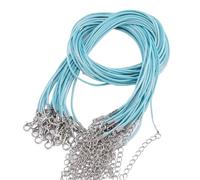 Cordon de collier 100 pièces Dia 1.5mm corde tressée réglable for la fabrication de bijoux collier à faire soi-même fournitures de Bracelet(Lake Blue,45cm Rhodium 1.5mm)