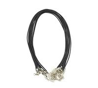Cordon de Collier Wax Cordon de Collier en Cuir Artificiel Collier Mousqueton en Corde Tressée DIY Collier Pendentif Accessoires Cordon de Collier Unisexe,10 Pcs,Noir.