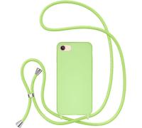 Cordon de Coque pour iPhone SE 2022 5G/iPhone 7/iPhone 8/iPhone SE 2020, ?tui en Silicone avec Charge sans Fil, R¿¿glable Lanyard Case Bandouli¿¿re D¿¿tachable pour iPhone SE3/SE2 - Vert Matcha