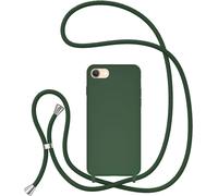 Cordon de Coque pour iPhone SE 2022 5G/iPhone 7/iPhone 8/iPhone SE 2020, ?tui en Silicone avec Charge sans Fil, R¿¿glable Lanyard Case Bandouli¿¿re D¿¿tachable pour iPhone SE3/SE2 - Vert