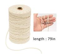 Cordon de coton beige DIY fait à la main - 200M - 3mm de diamètre