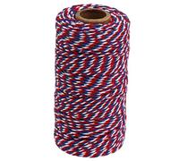 Cordon de Coton et Ficelle Rouge Bleu Blanc 100M Corde Bicolore pour Emballage de Cadeau, Fleuristerie, Arts de Bricolage