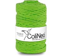 Cordon de coton tressé 5mm 100m vert clair ColiNea avec âme en coton tressé