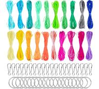 Cordon de laçage en plastique pour bracelets et scoubidou avec mousquetons 20 couleurs