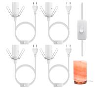 Cordon De Lampe De Sel,4 Pièces 1,8 m,E14,250V,Support Lampe Douille,Cordon De Lampe Douille,Isolation Câble Douille Pour Lampe De Sel Pour Lustres,Cuisine,Lampadaires(Blanc)