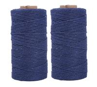 Cordon de Macrame 2 mm 2pcs 100m / 328ft Cordon de Coton Naturel Bleu foncé pour Artisanat Art Plantes Jardinage en emprunt d