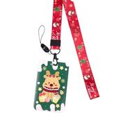 Cordon de Noël avec porte-clés pour sapin de Noël - Beau tour de cou - Porte-badge d'élan pour étudiants et filles - Porte-carte de Père Noël avec cordon - Porte-carte avec cordon - Porte-carte de